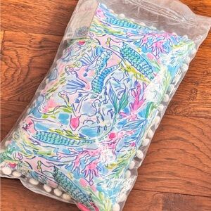 Lilly Pulitzer Blue and Pink Patterned Pillow
